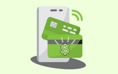 Credit card and phone tapping to pay icon